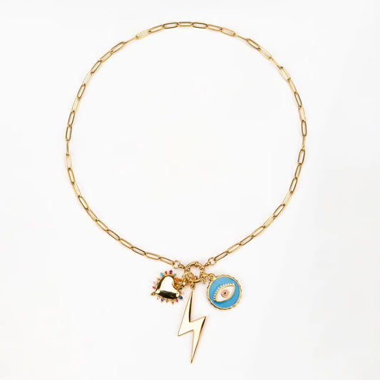 Three Charm Stacked Betsy Necklace