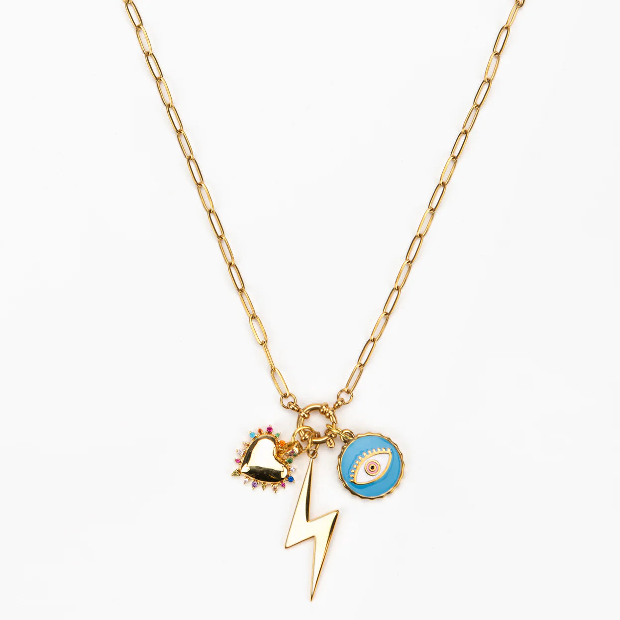 Three Charm Stacked Betsy Necklace