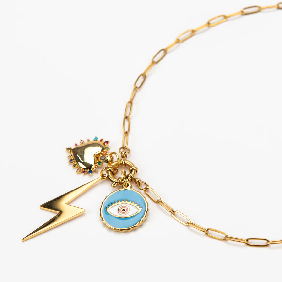 Three Charm Stacked Betsy Necklace