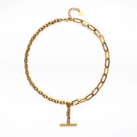 Claudia T Bar Necklace - Gold