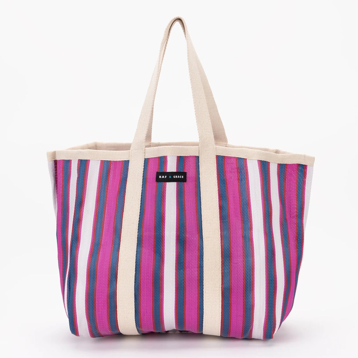 Large Recycled Plastic Blue & Purple Stripe Shopper
