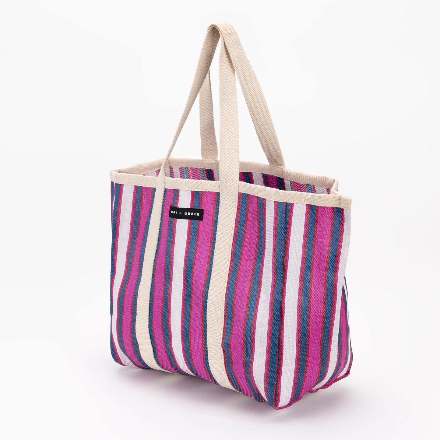 Large Recycled Plastic Blue & Purple Stripe Shopper
