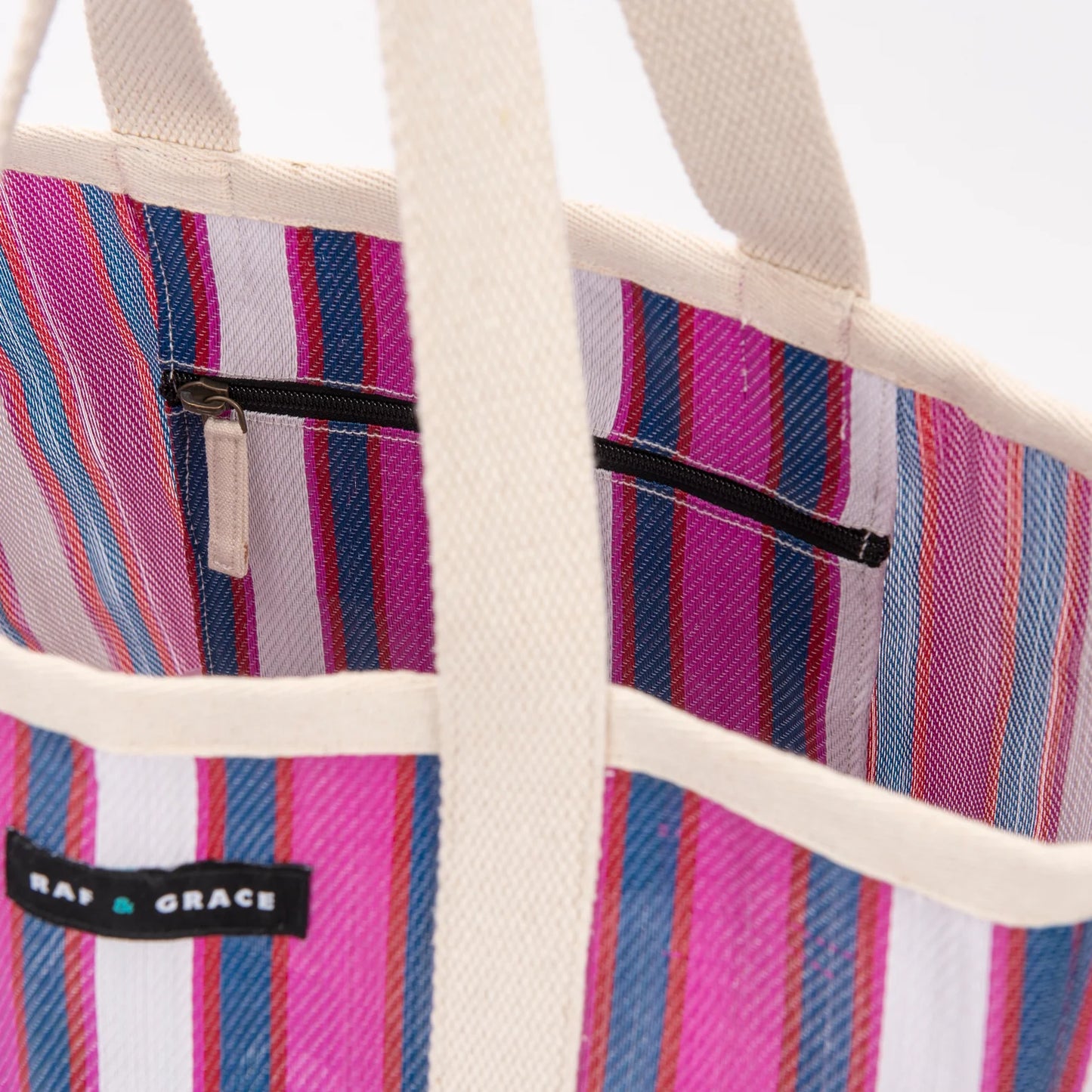 Large Recycled Plastic Blue & Purple Stripe Shopper