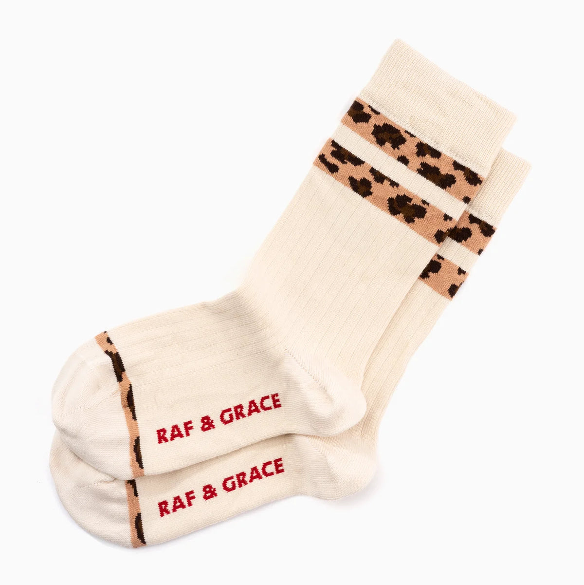 Luxe Cotton Socks - Ecru and Leopard