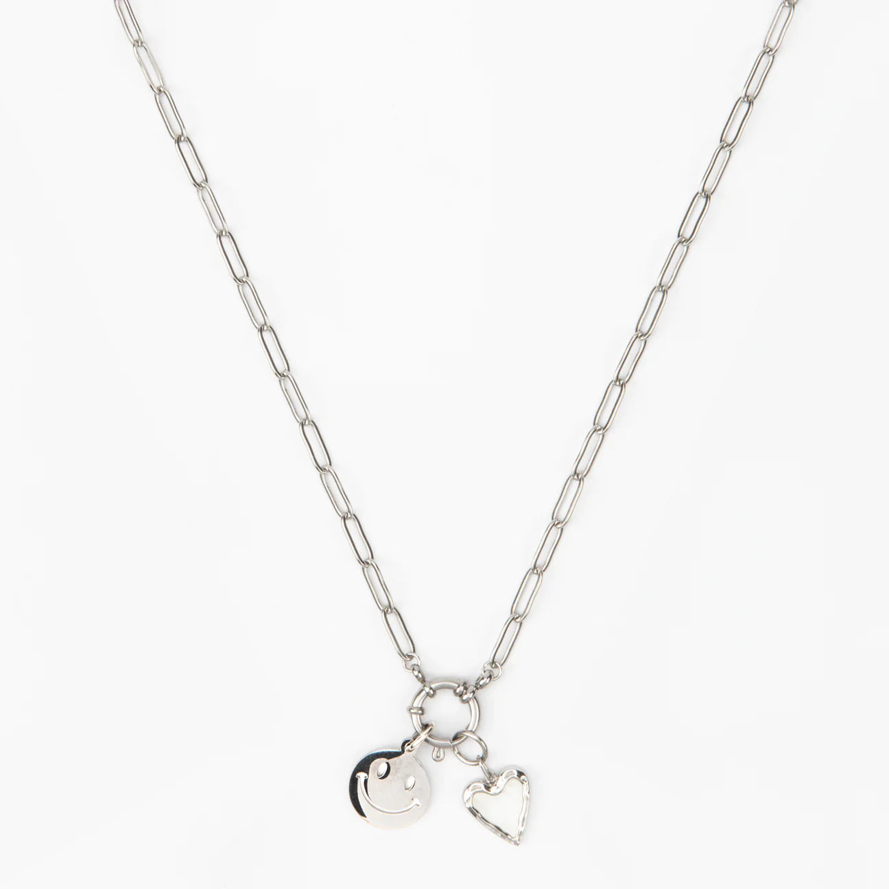 Betsy Heart & Smile Silver Necklace