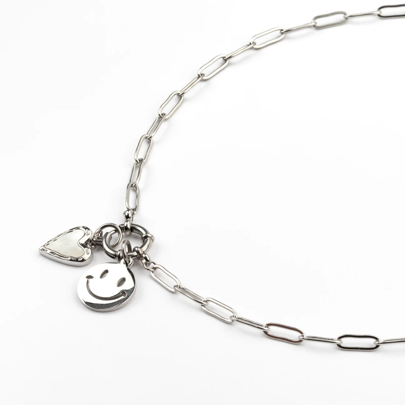 Betsy Heart & Smile Silver Necklace