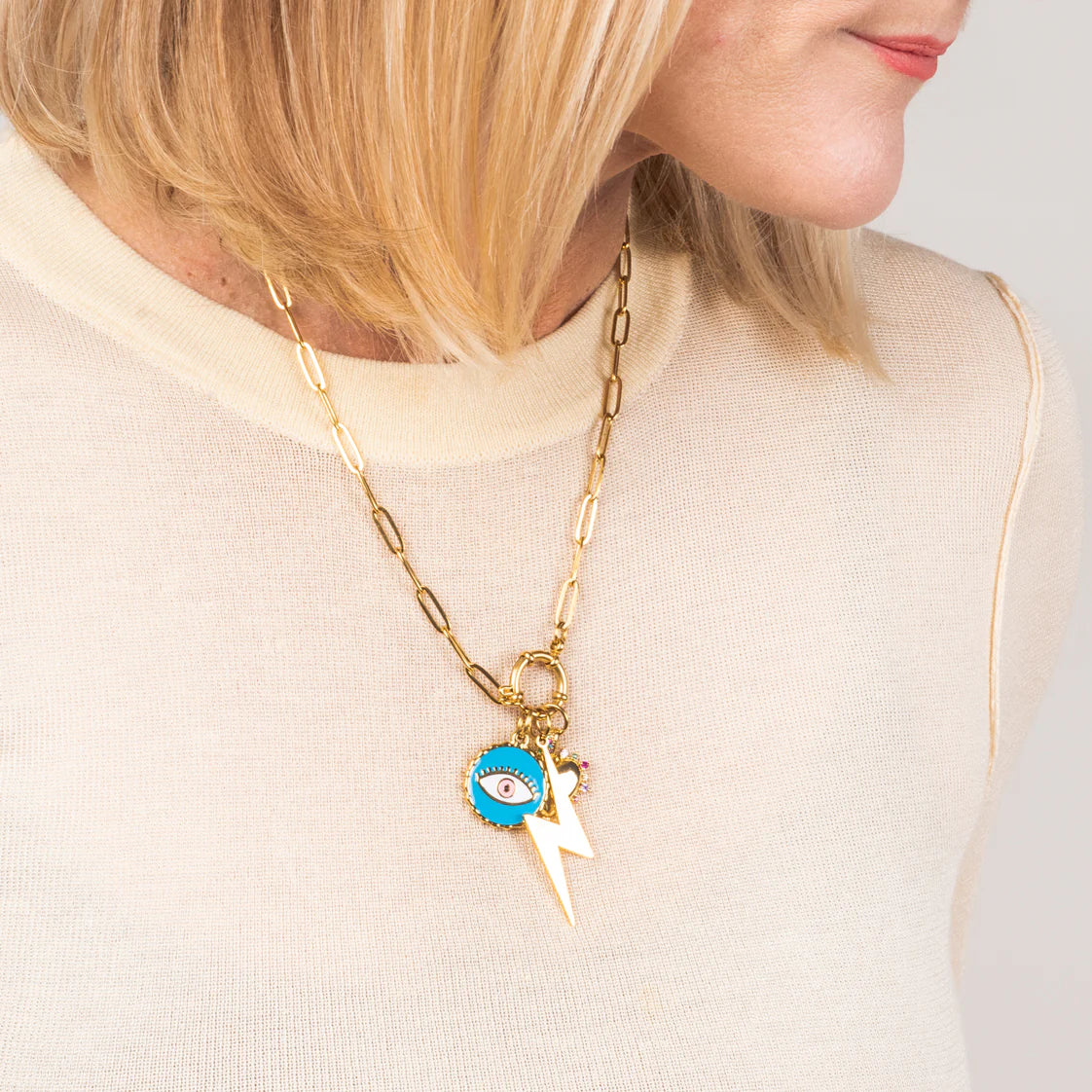 Three Charm Stacked Betsy Necklace