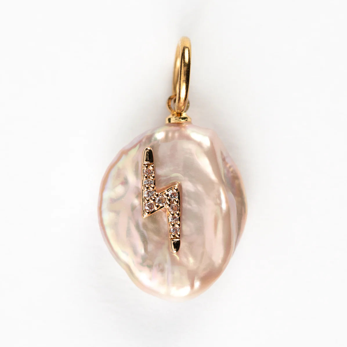 Iris Gold Plated Pearl Lightening Bolt Necklace - Gold