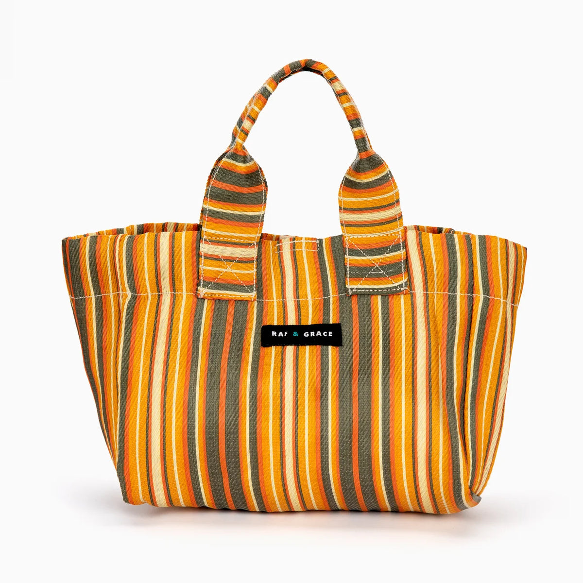 Recycled Plastic  Striped Micro Shopper Bag - Brown/Orange