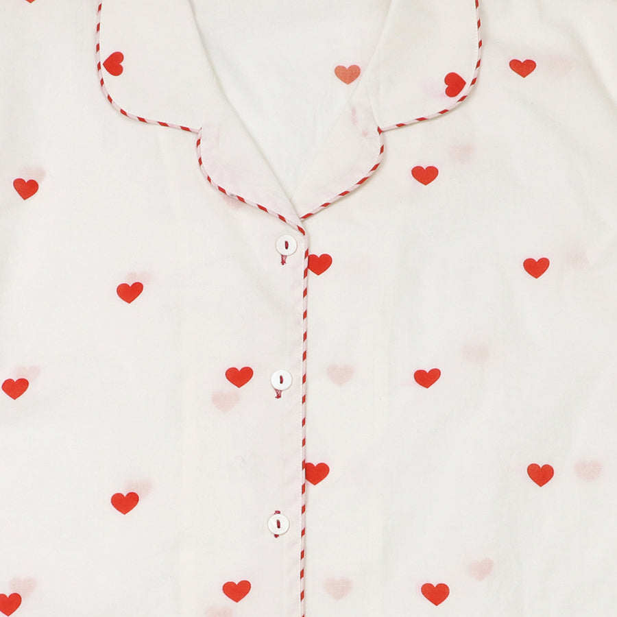 Hearts Shorts & Blouse Pyjama Set