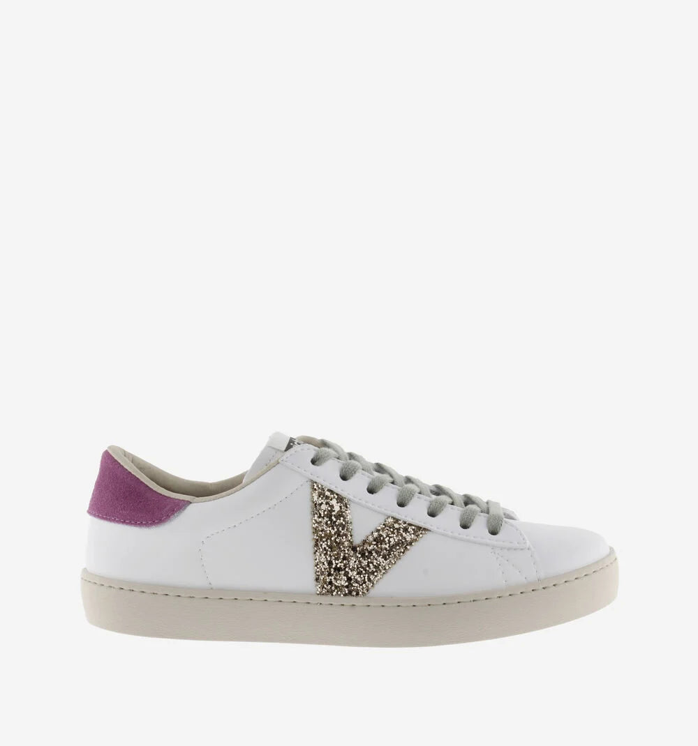Berlin Split Leather & Glitter - Fucsia
