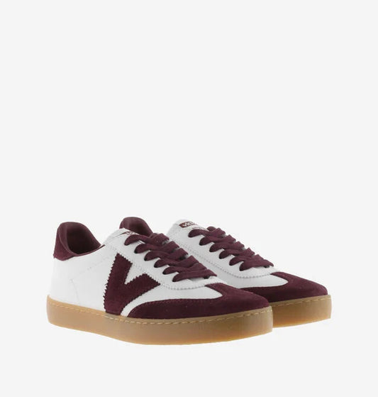 Berlin Split Leather Cyclist Trainer - Burgundy