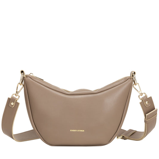 Single Strap Large Slouch Shoulder Bag - Taupe