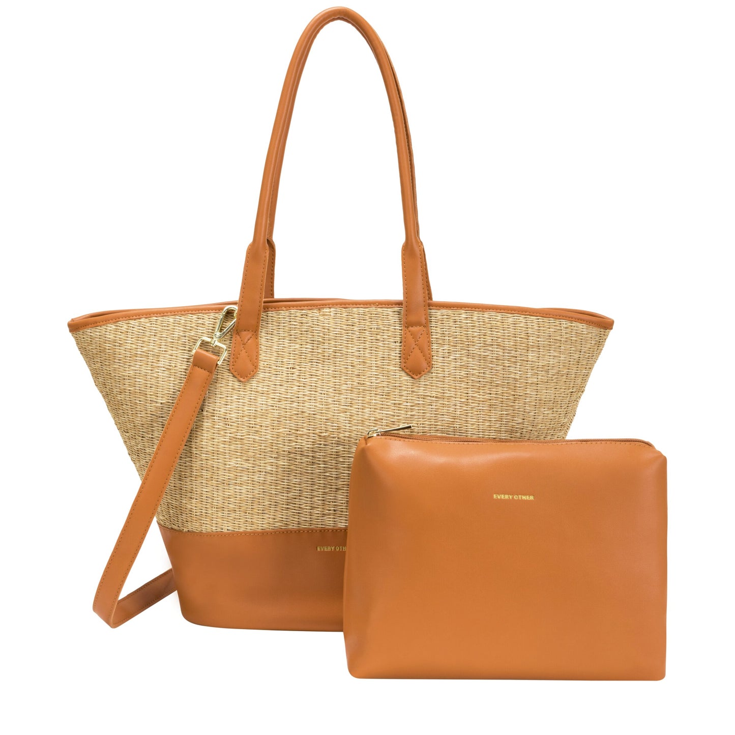 Twin Strap Large Shoulder Bag - Tan