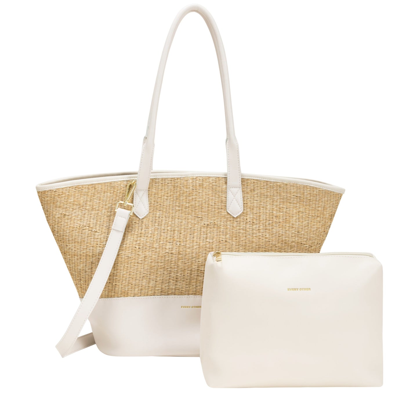 Twin Strap Large Shoulder Bag - White