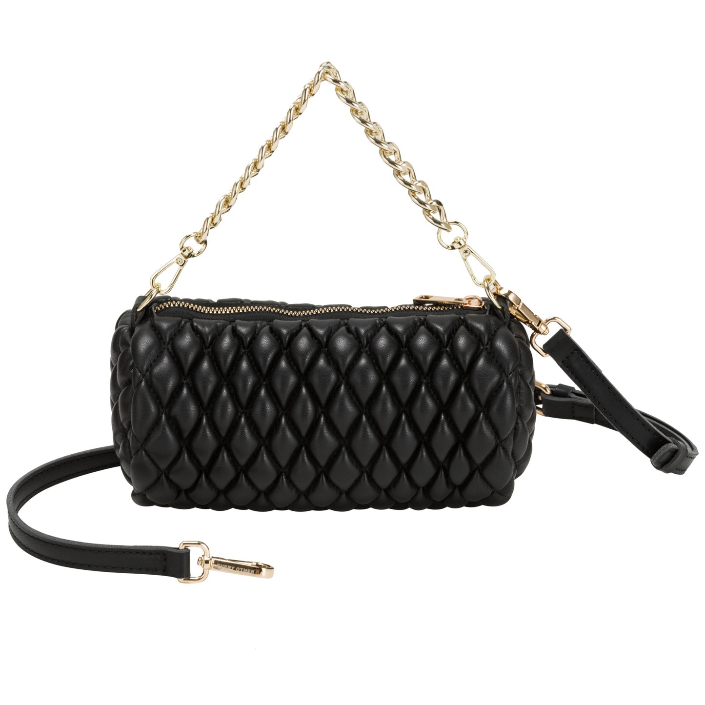 Quilted Cylinder Cross Body Bag - Black