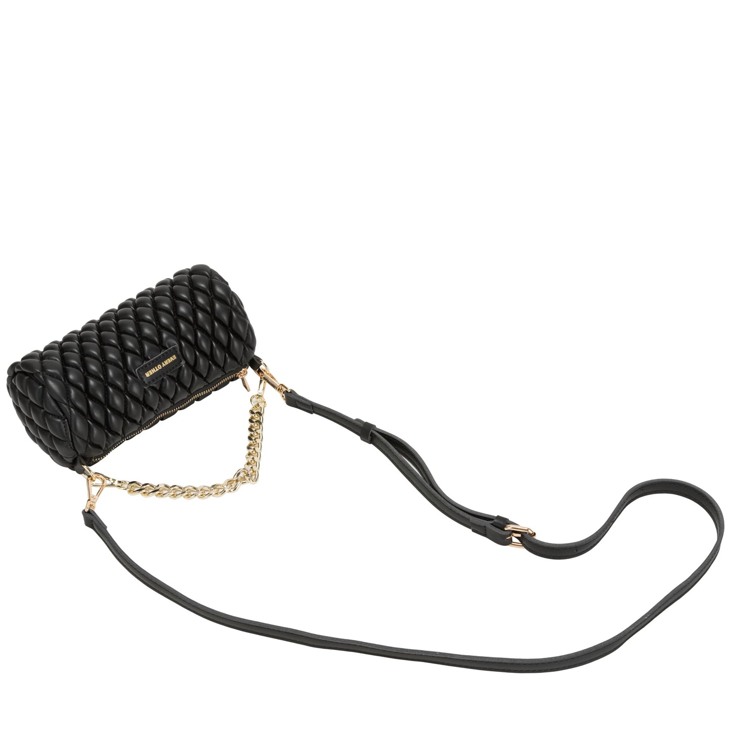 Quilted Cylinder Cross Body Bag - Black