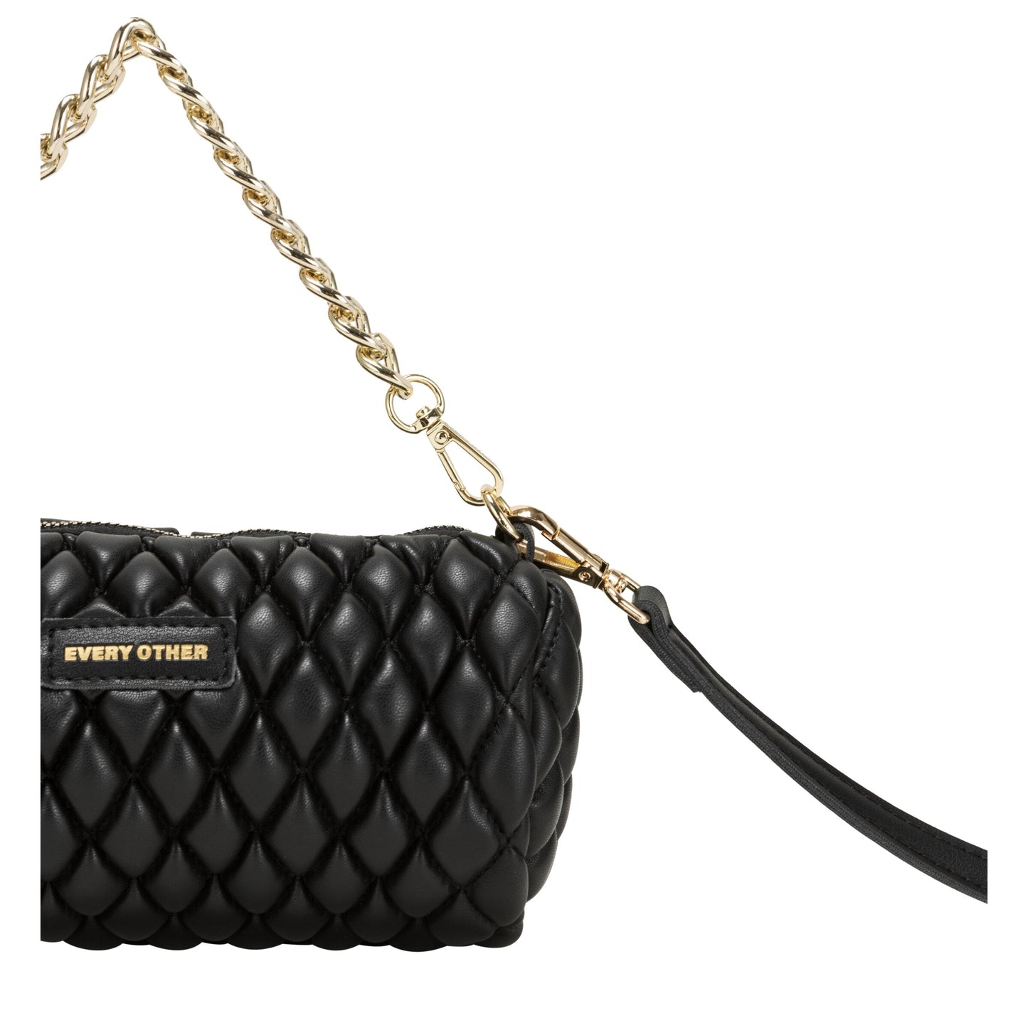 Quilted Cylinder Cross Body Bag - Black