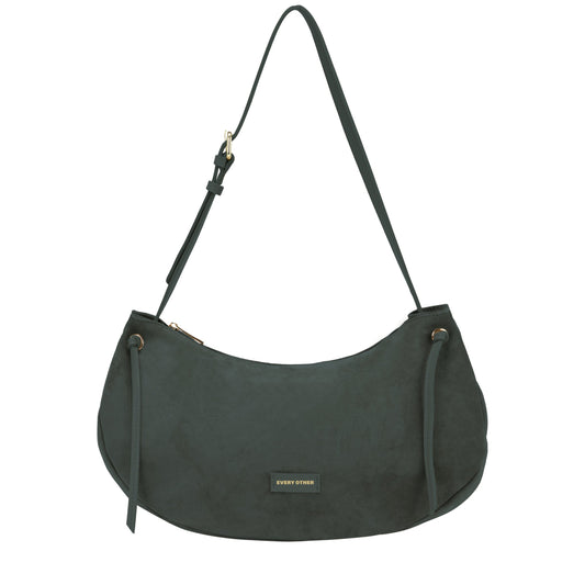 Tassel Slouch Shoulder Bag - Dark Green