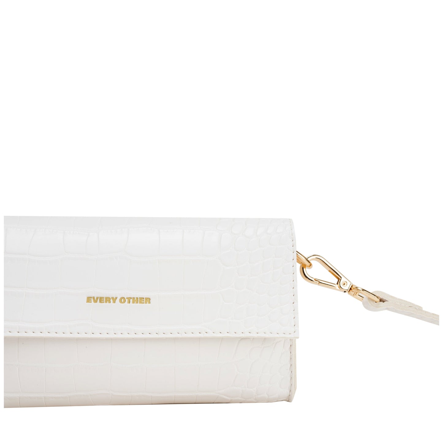 Croc Flap Over Shoulder Crossbody - Off White