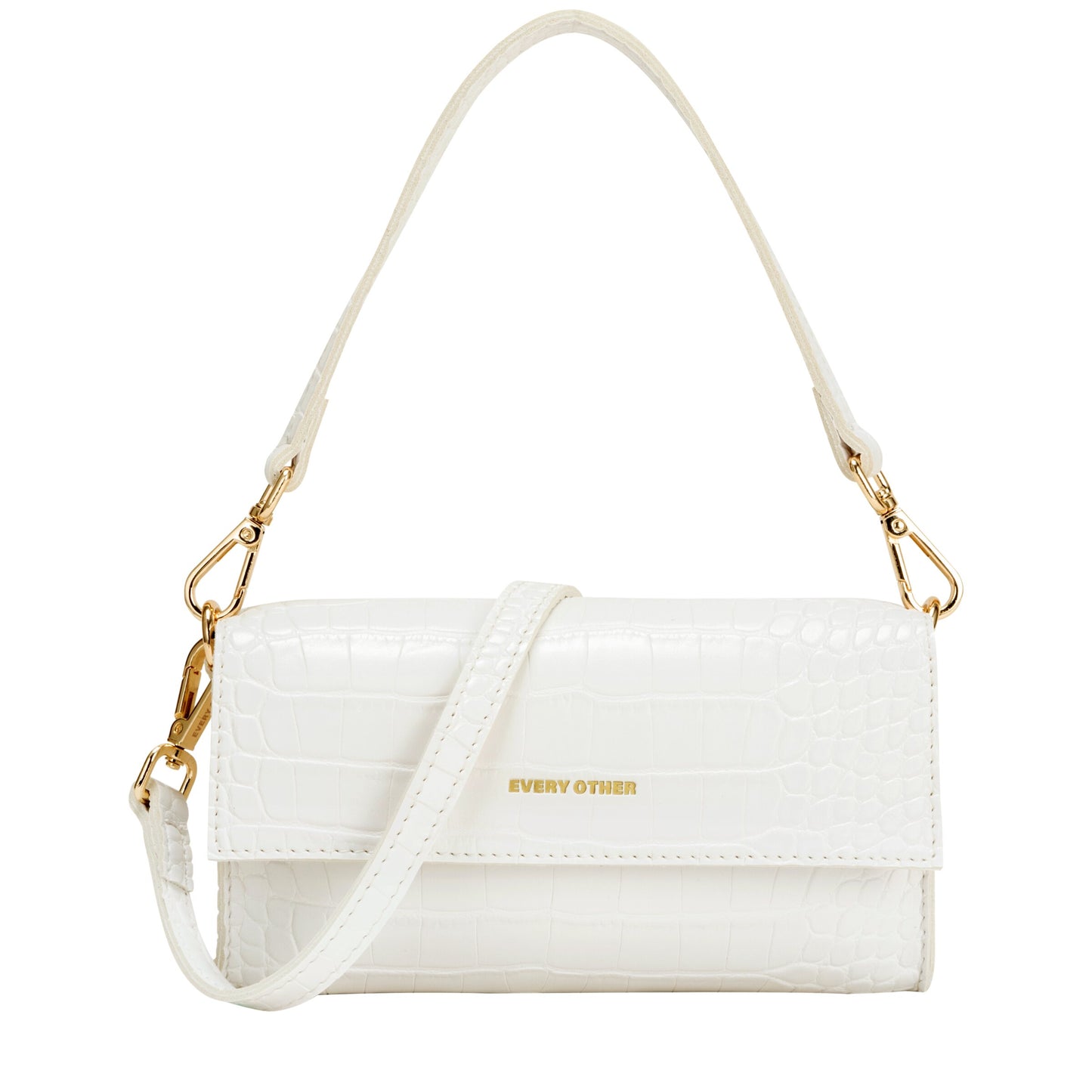 Croc Flap Over Shoulder Crossbody - Off White