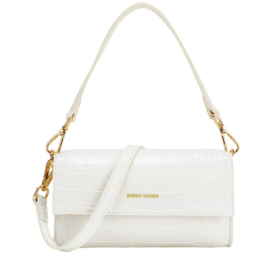 Croc Flap Over Shoulder Crossbody - Off White
