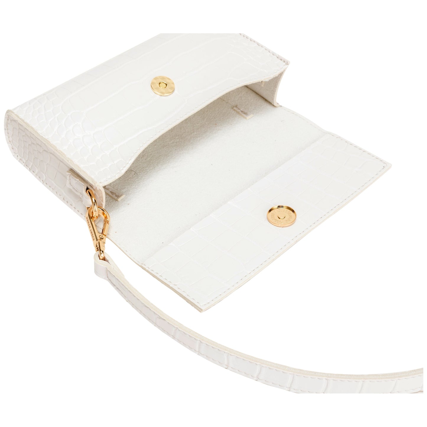 Croc Flap Over Shoulder Crossbody - Off White