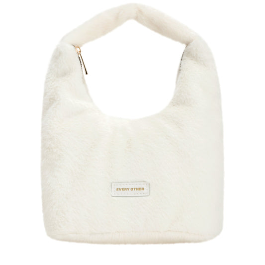 Faux Fur Scoop Grab Bag - Off White