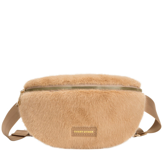Faux Fur Sling Bag - Tan