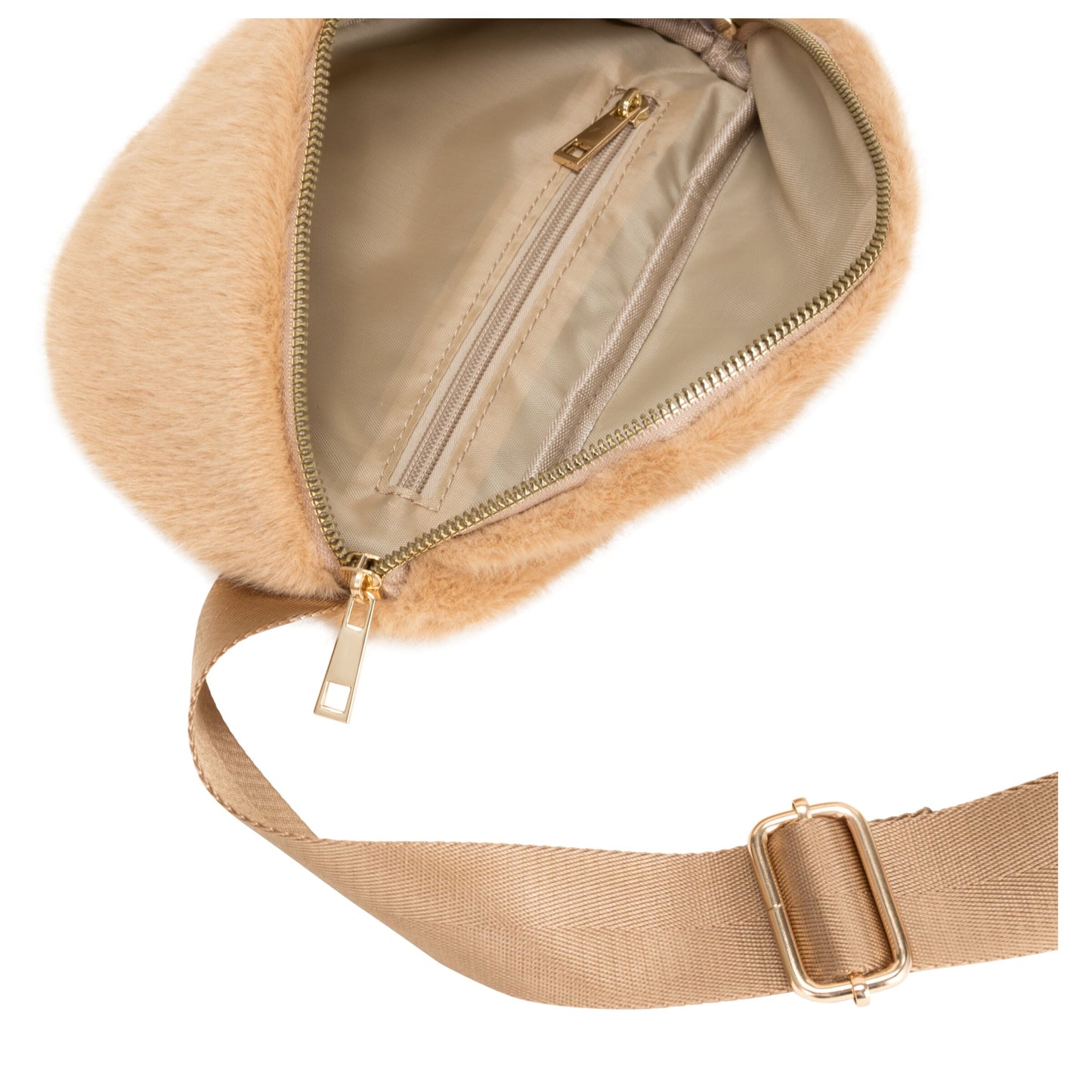 Faux Fur Sling Bag - Tan