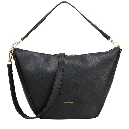 Large V Line Shoulder Bag - Black