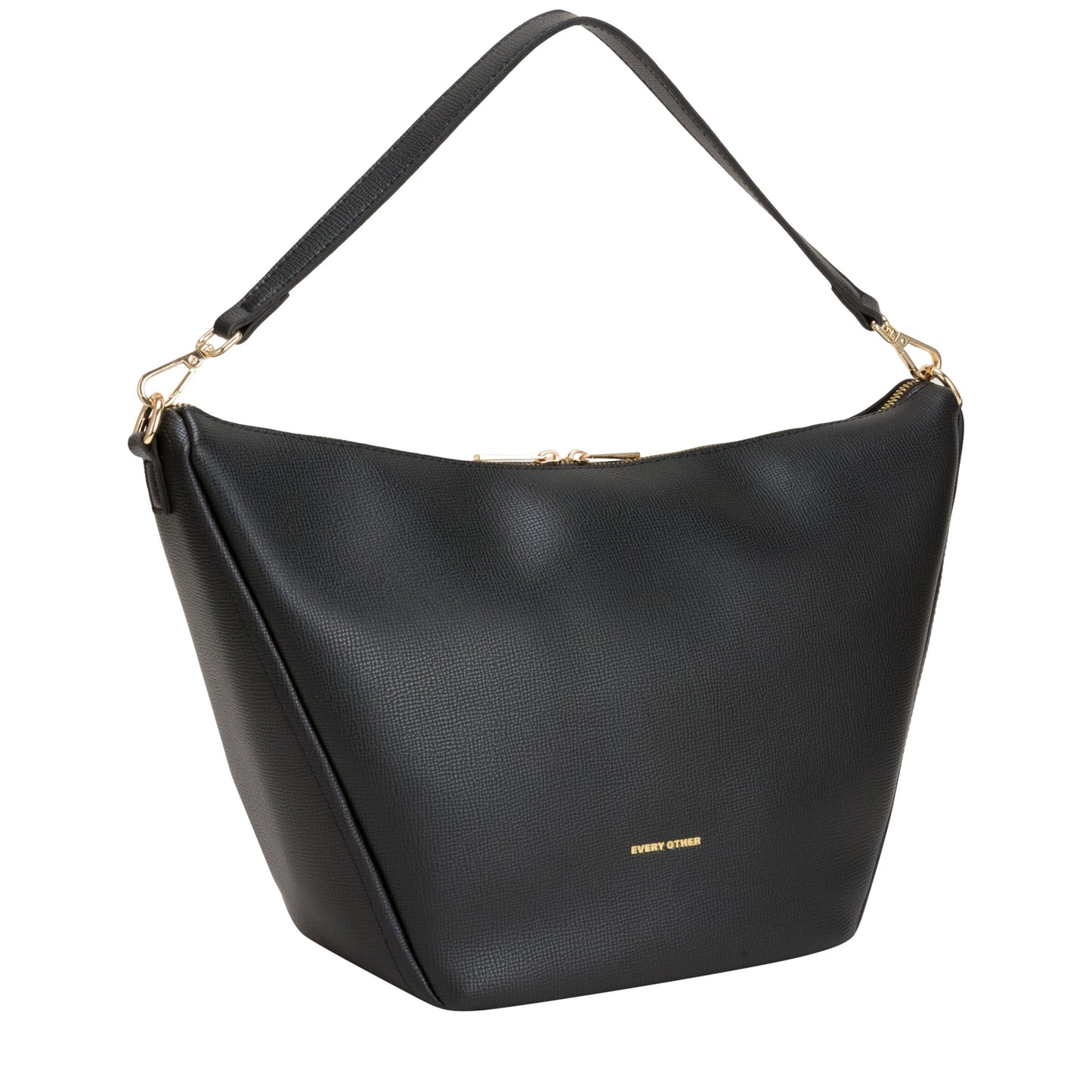 Large V Line Shoulder Bag - Black