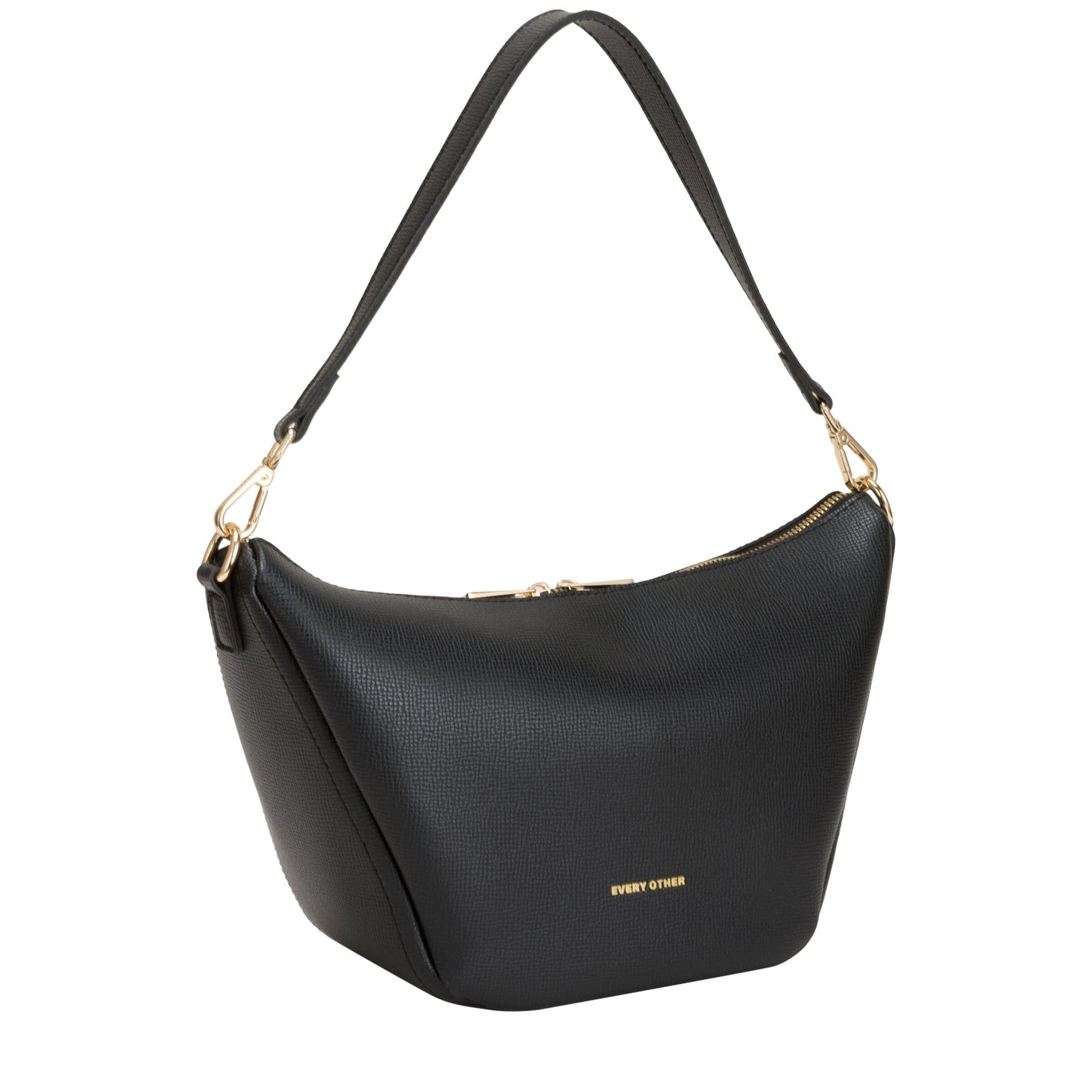 Medium V Line Shoulder Bag - Black