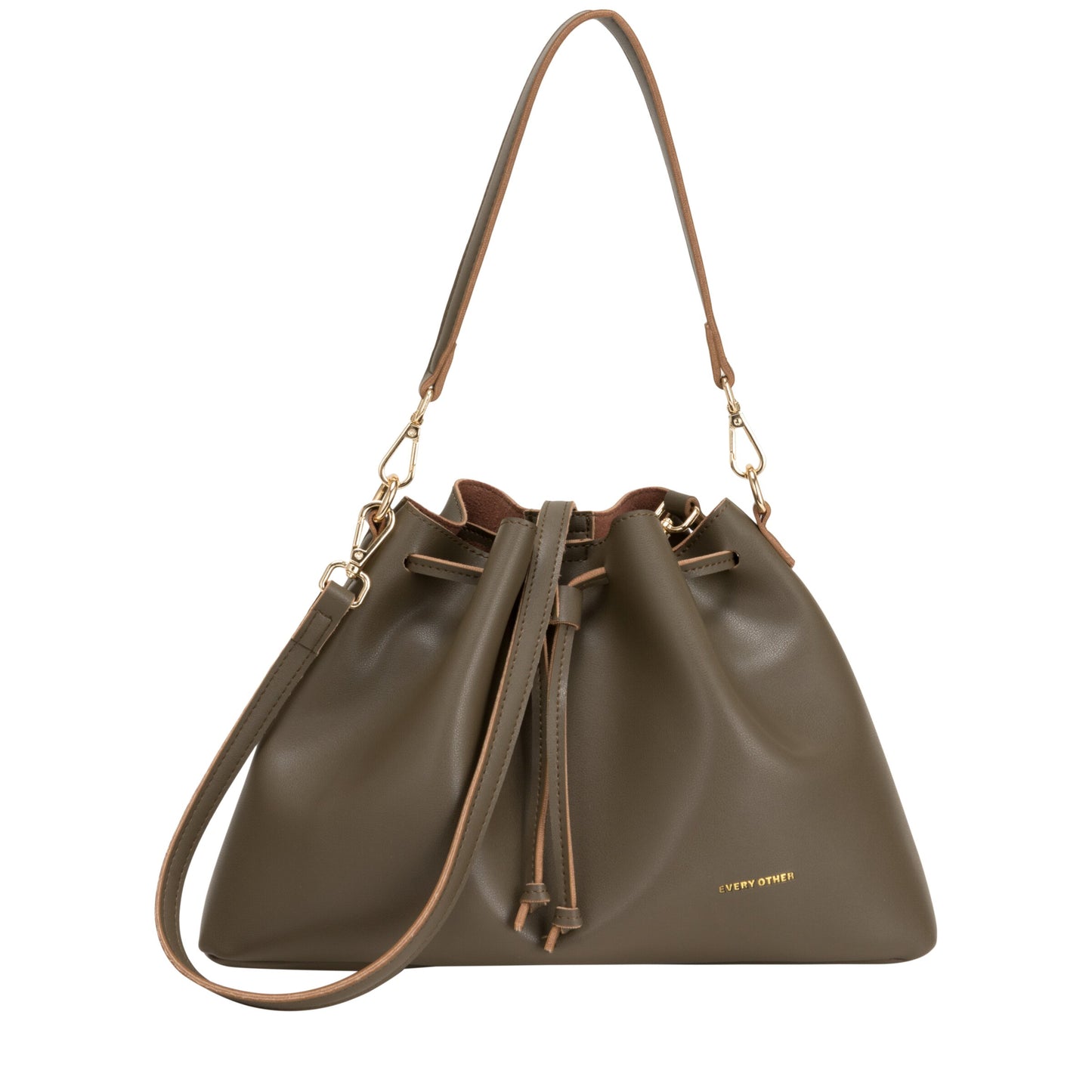 Drawstring Shoulder Cross Body Bag - Taupe