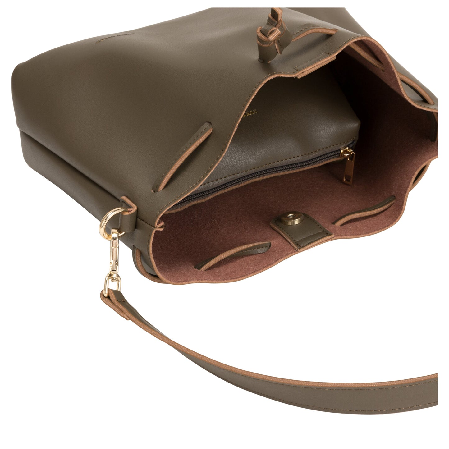 Drawstring Shoulder Cross Body Bag - Taupe
