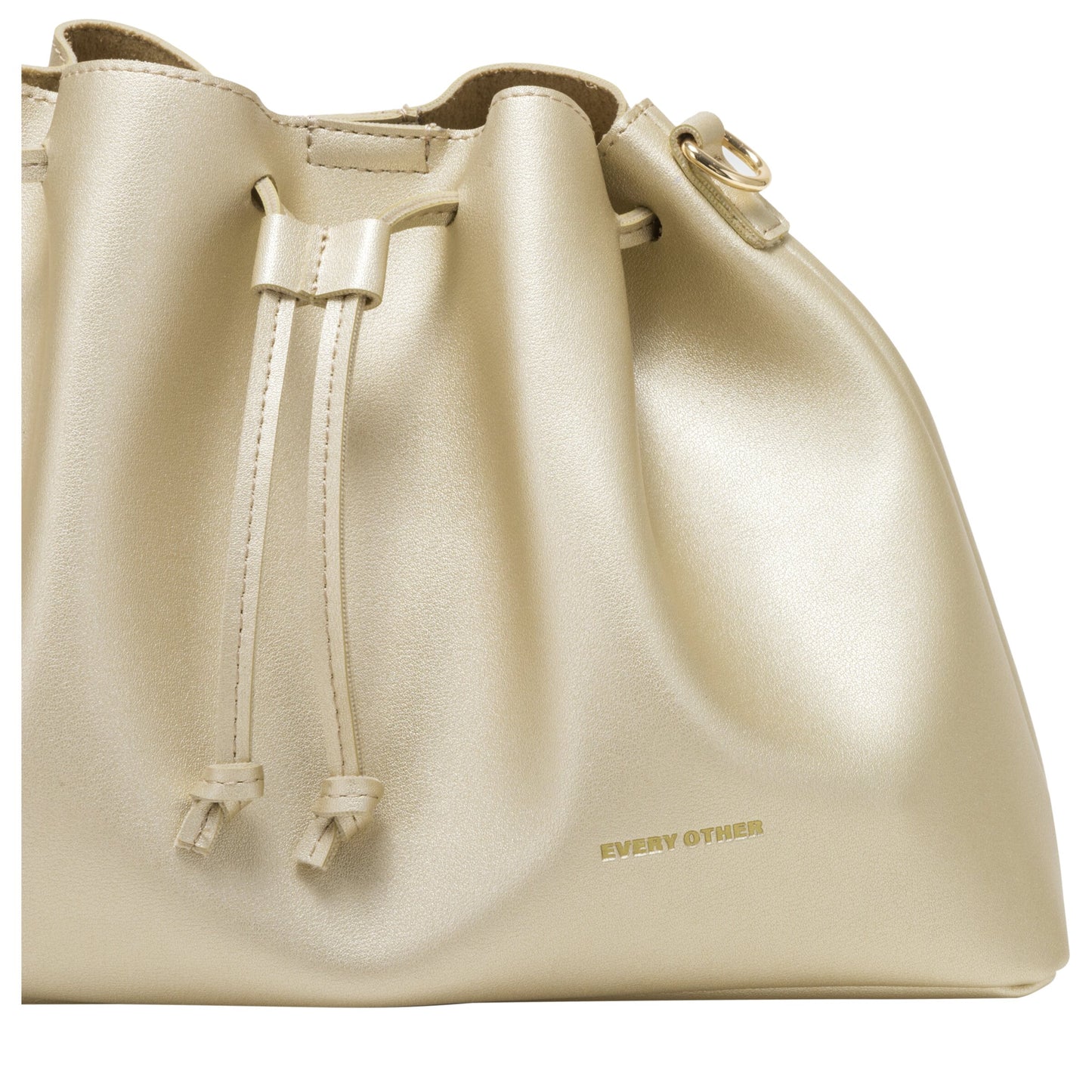 Drawstring Shoulder Cross Body Bag - Gold