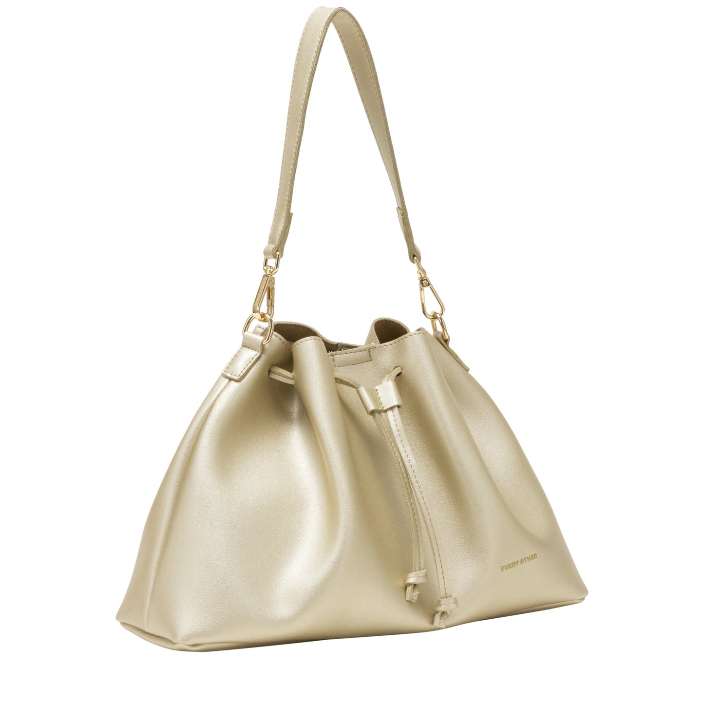 Drawstring Shoulder Cross Body Bag - Gold