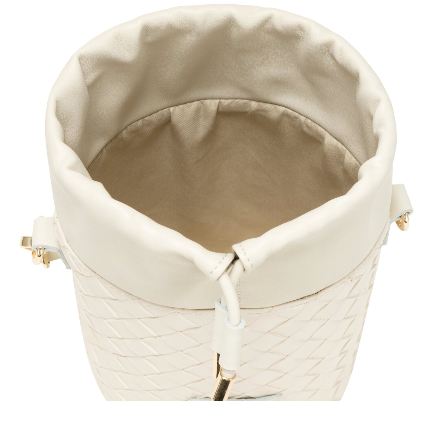 Woven Drawstring Bucket Bag - Off White