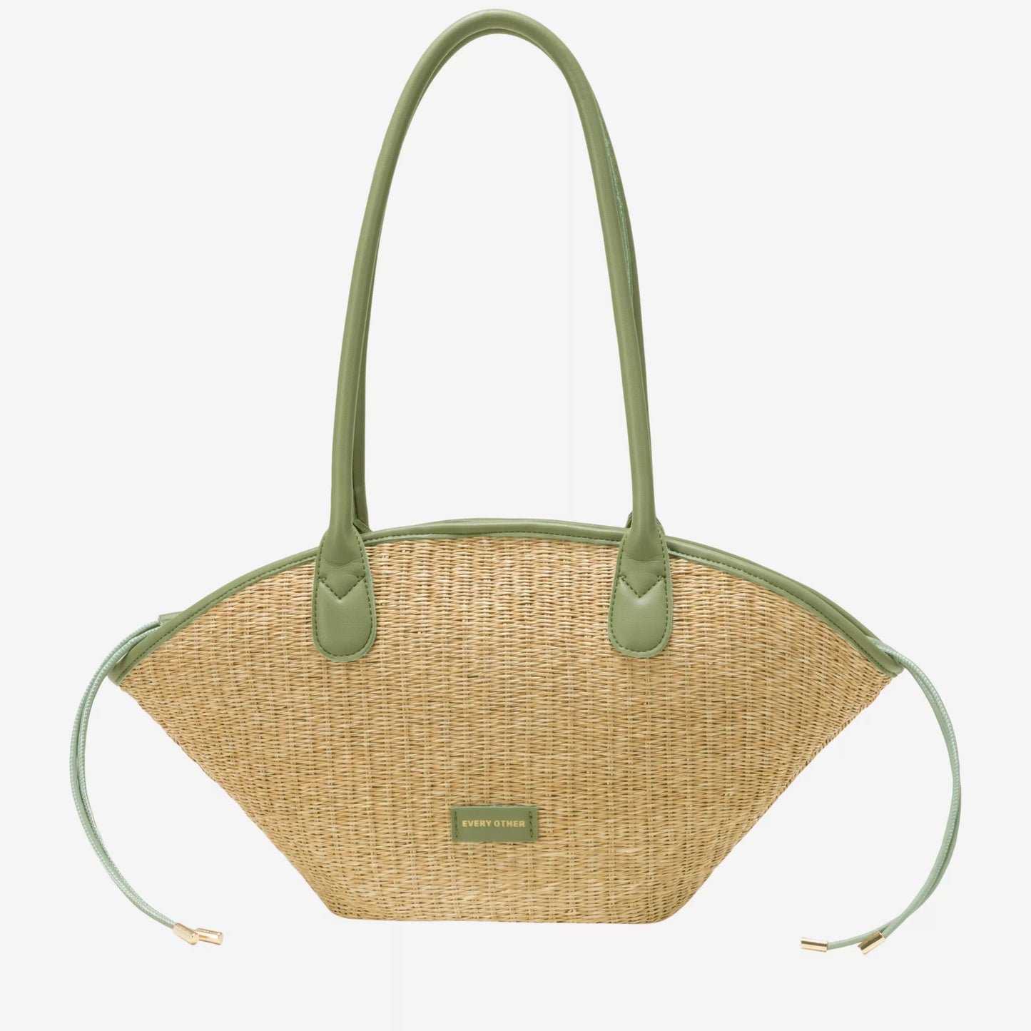 Straw Curve Top Grab Bag - Olive