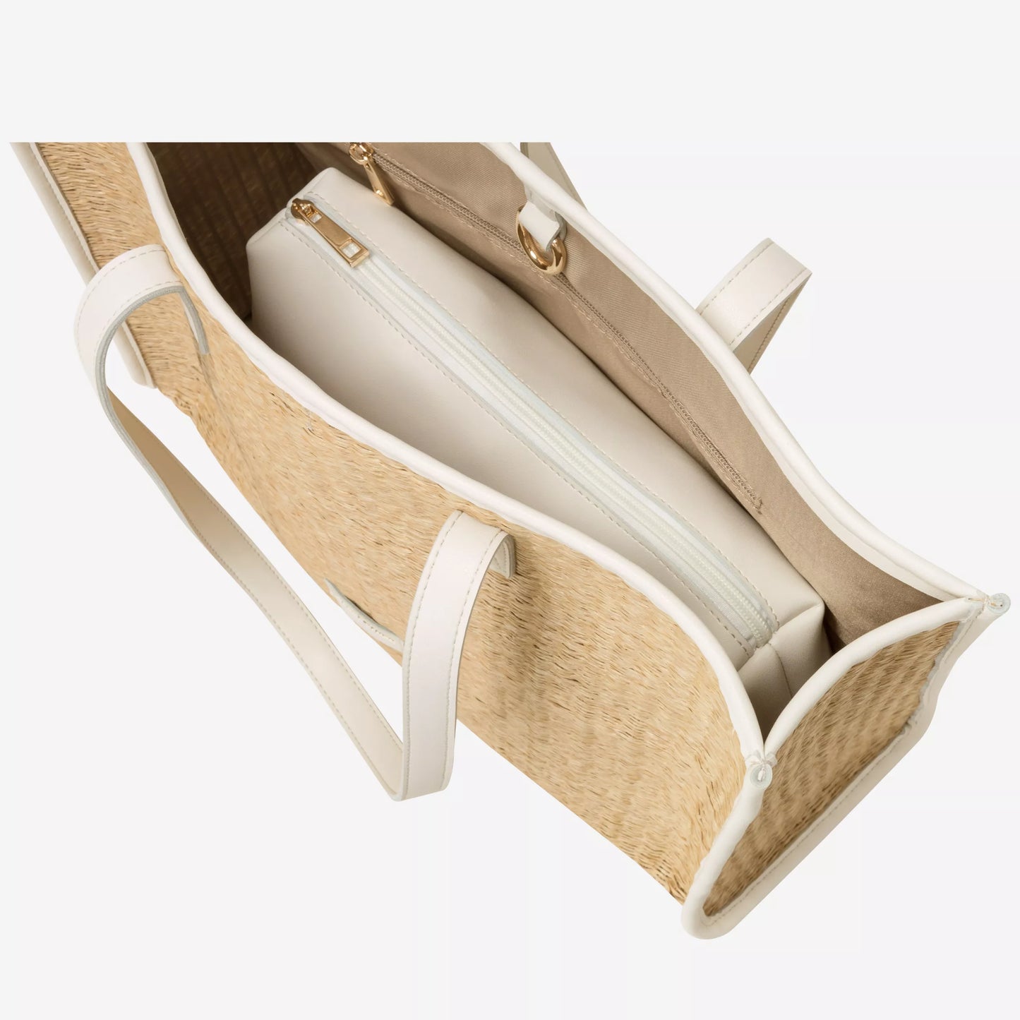 Straw Box Tote Bag - White