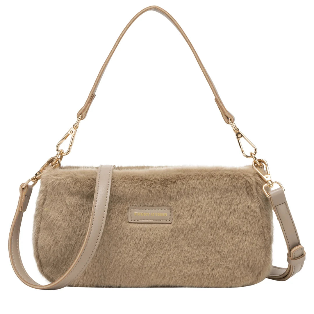 Baguette Cross Body Shoulder Bag - Taupe