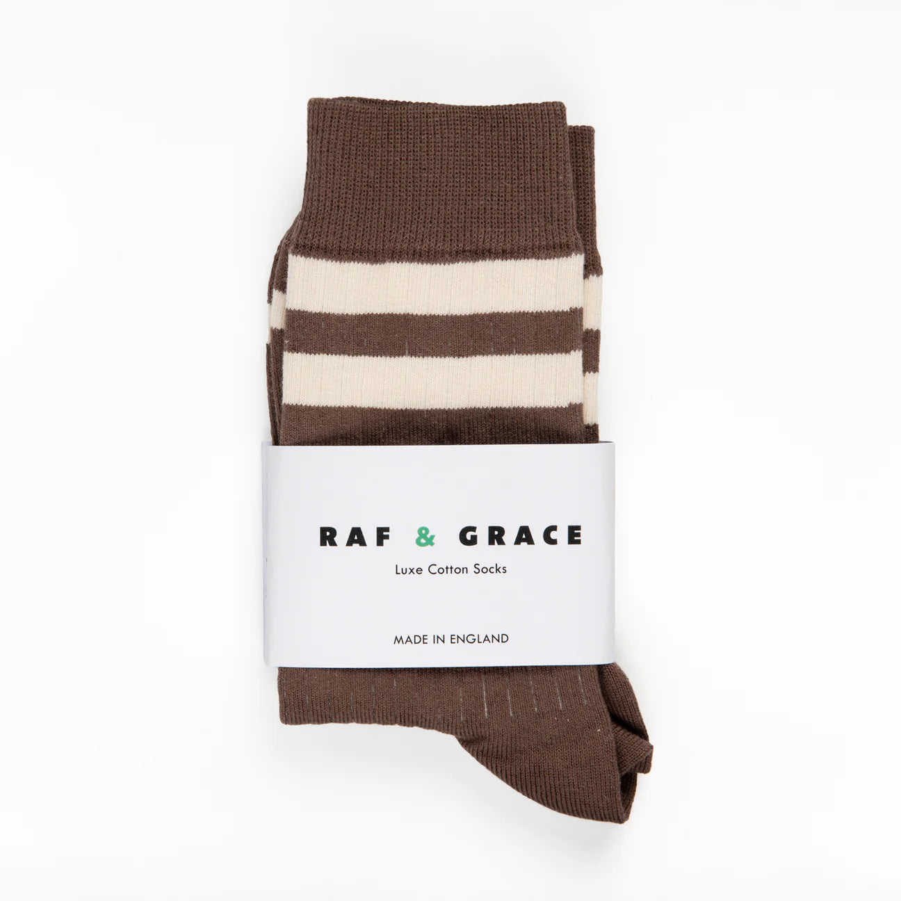 Luxe Cotton Ribbed Socks - Coffee & Ecru