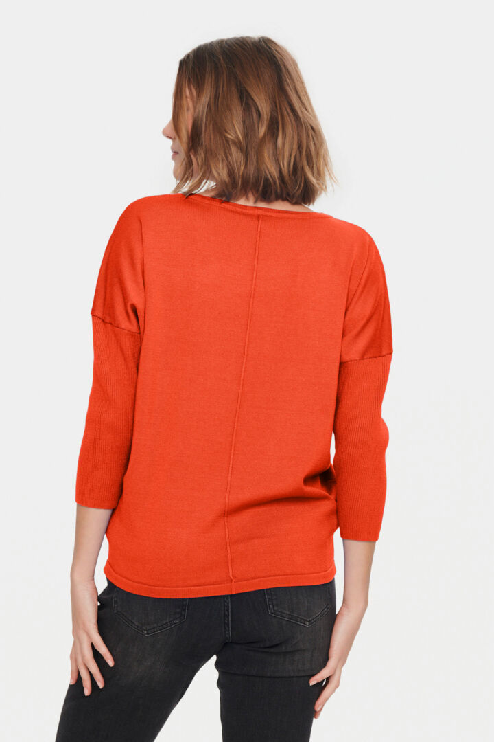 MilaSZ Round Neck Pullover - Racing Red