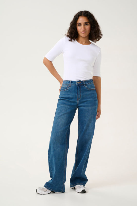 KAsinem High Waist Jeans - Medium Blue Denim