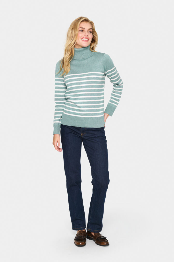 MilaSZ Rollneck Pullover - Blue Surf Melange