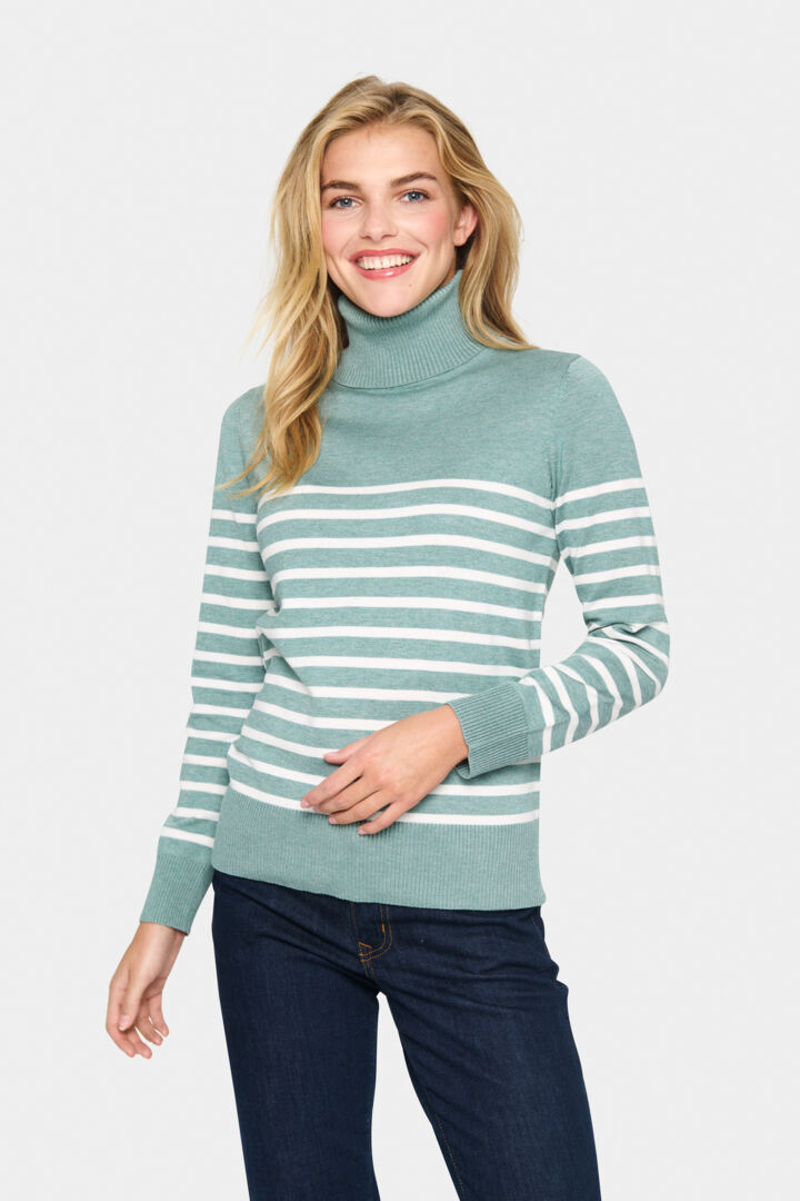 MilaSZ Rollneck Pullover - Blue Surf Melange