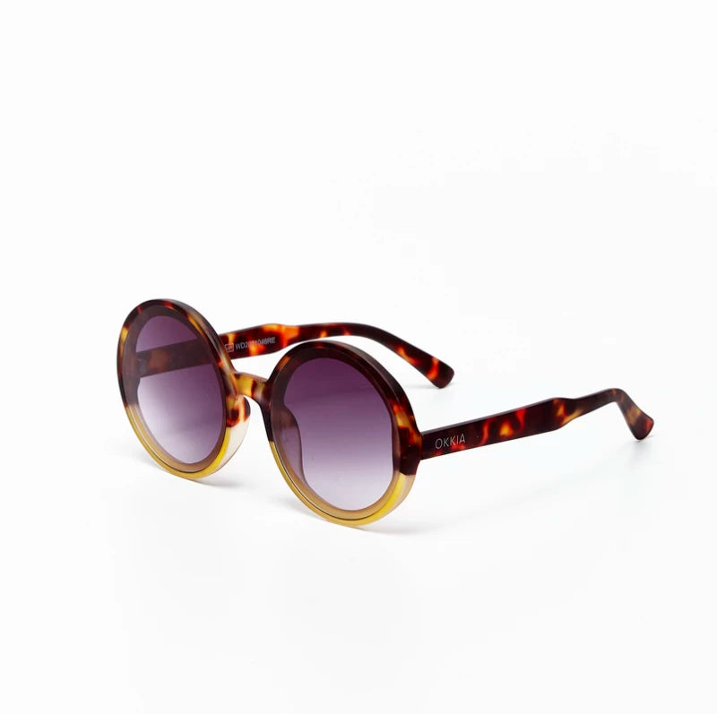 Monica Round Sunglasses - Havana Yellow