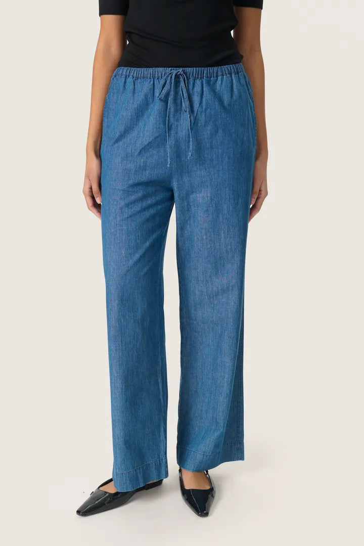 SLChamy Faustina Trousers - Medium Blue Denim