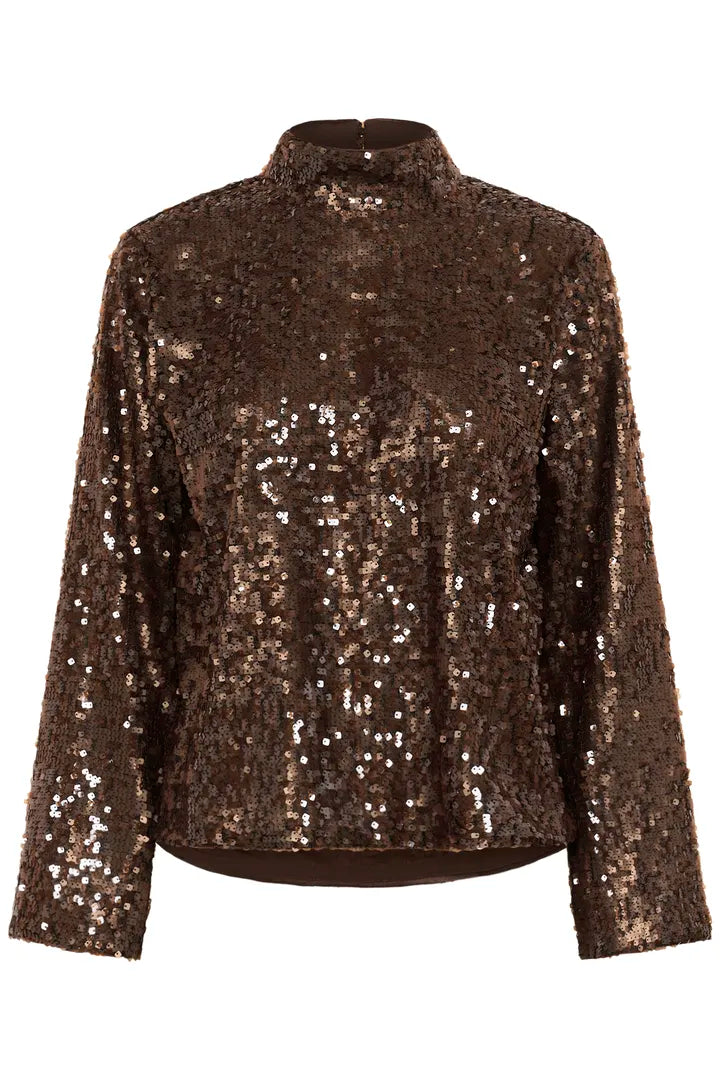 KAziggy Sequin Blouse - Black Coffee