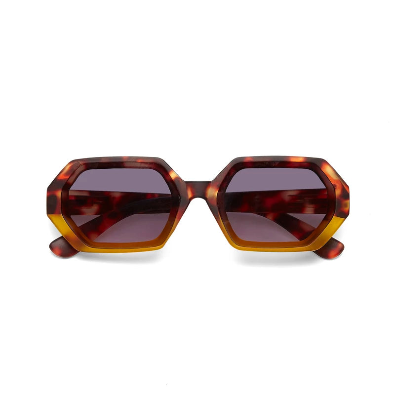 Andrea Hexagonal Sunglasses - Havana Yellow